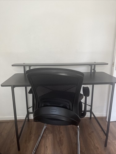 Sleek black desk double tier - double,