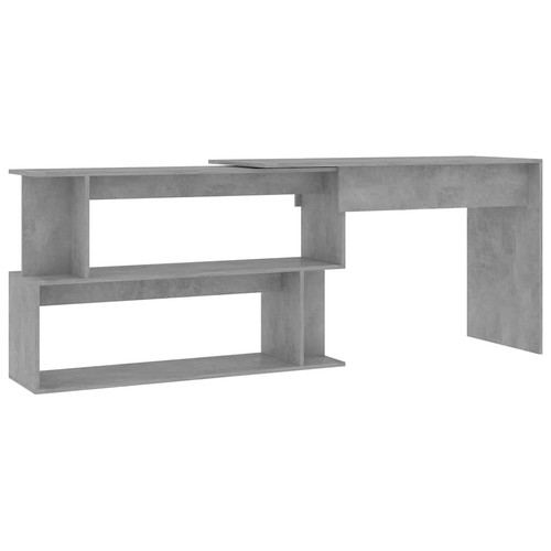 Corner desk concrete - corner, grey