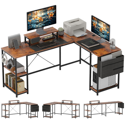 Shaped desk reversible 2 - desk,