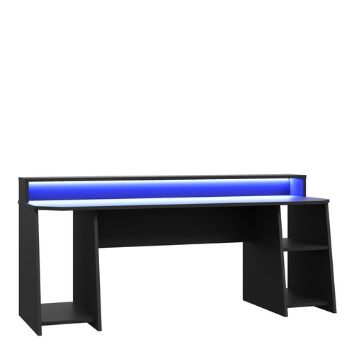 Wide black gaming desk - gaming,