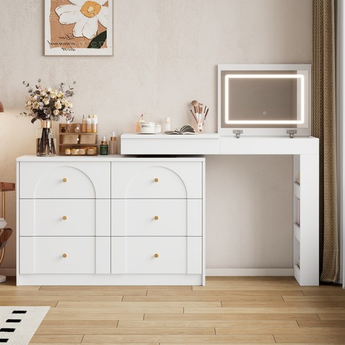 Shaped vanity desk - with, led
