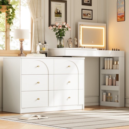 Shaped vanity desk led - desk,