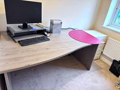 Office desk grey oak heavy - -,
