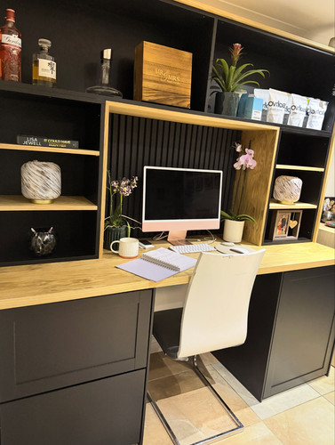 Bespoke built oak - desk, and